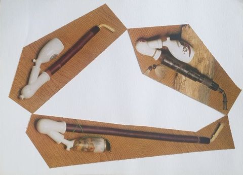 Václav Požárek - Untitled (Three pipes), collage on paper, circa 1995, 29.5 x 21 cm