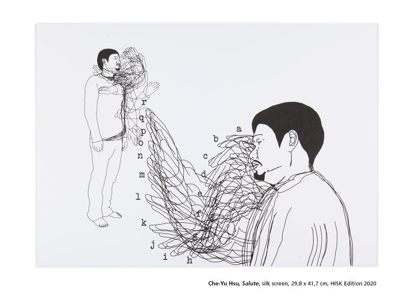 Che-Yu Hsu, Salute, silk screen, 29,8 x 41,7 cm, HISK Edition 2020