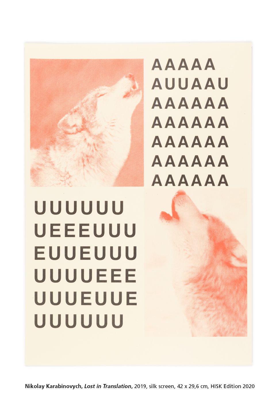 Nikolay Karabinovych, Lost in Translation, 2019, silk screen, 42 x 29,6 cm, HISK Edition 2020