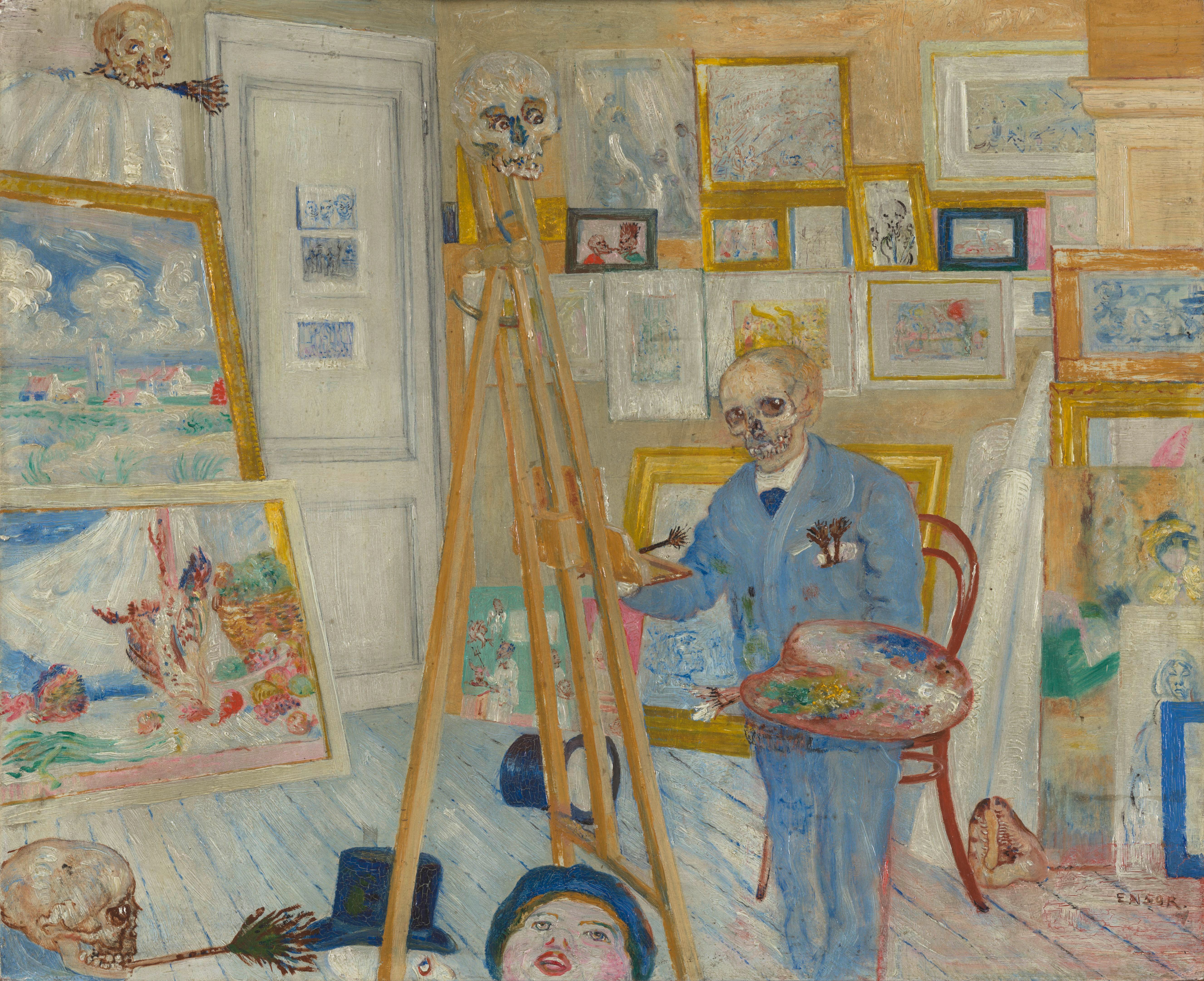 James Ensor, Het schilderend geraamte, 1896, collectie KMSKA, inv. 3112