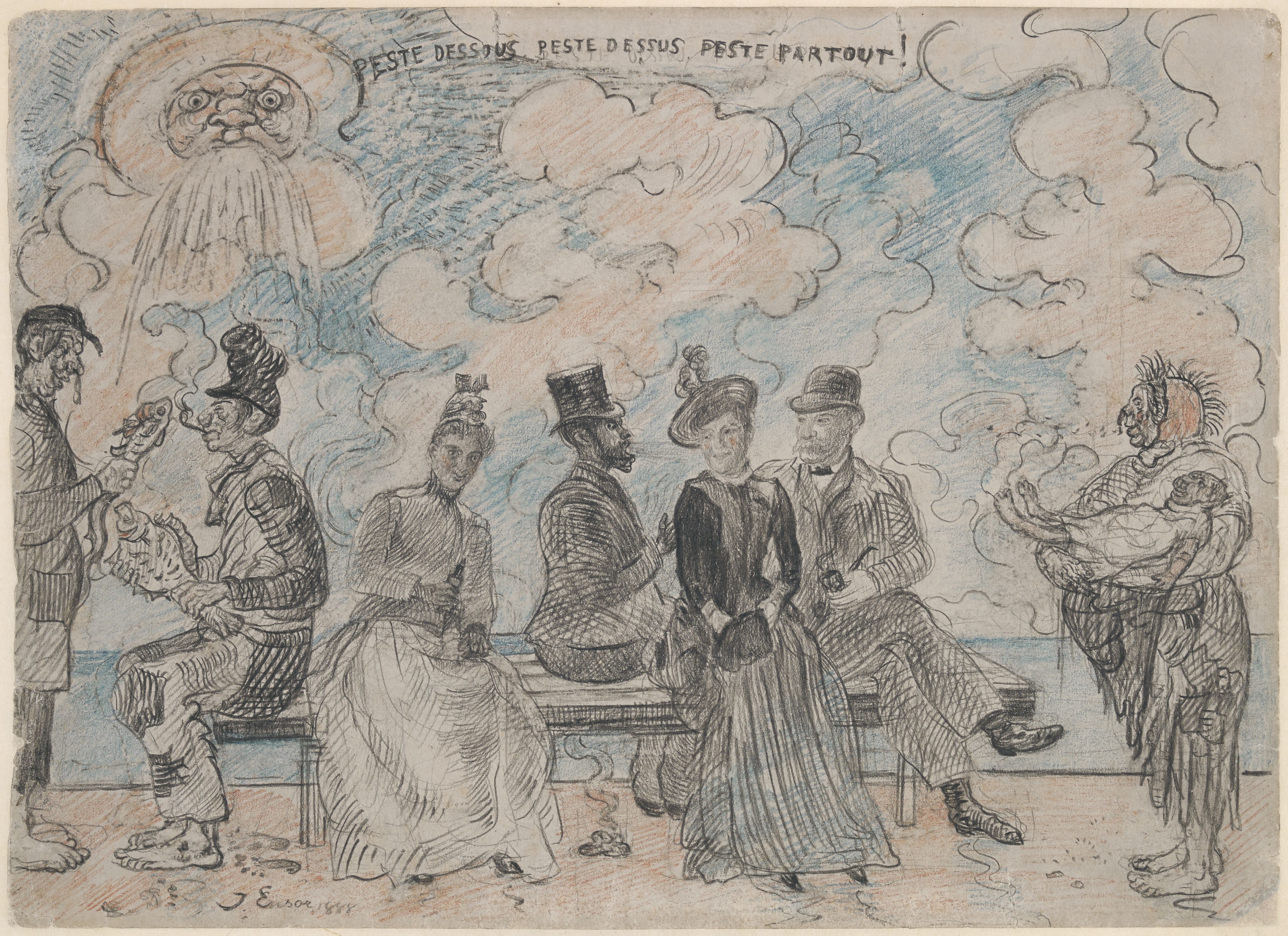 James Ensor, Pest onder, pest boven, pest overal, 1888, collectie KMSKA, inv. 2742 R°