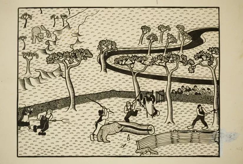 Gustave Van de Woestyne, Hoe Reinaert zich bedenkt en daarna Bruin vriendelijk ontvangt en hem vertelt van den honing