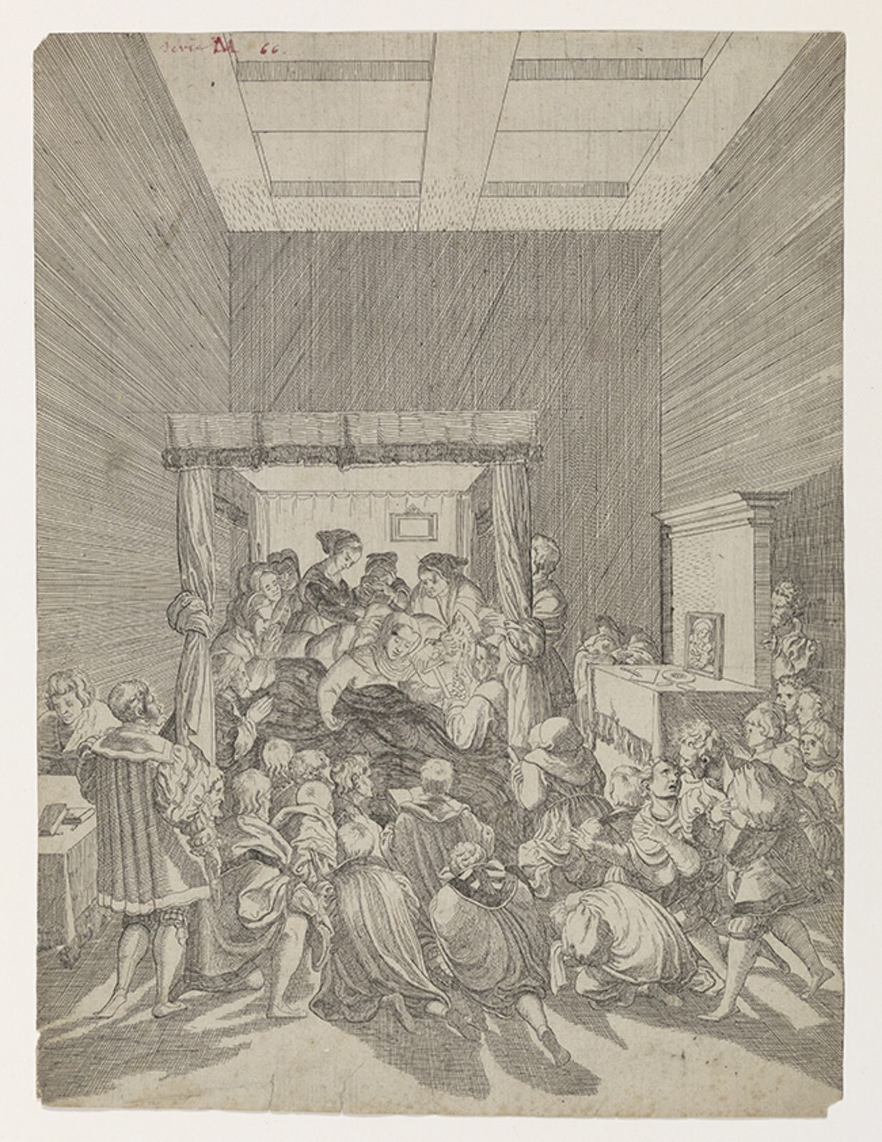 Nicolaas Hogenberg naar een schilderij van Bernard van Orley(?), Dood van Margareta van Oostenrijk