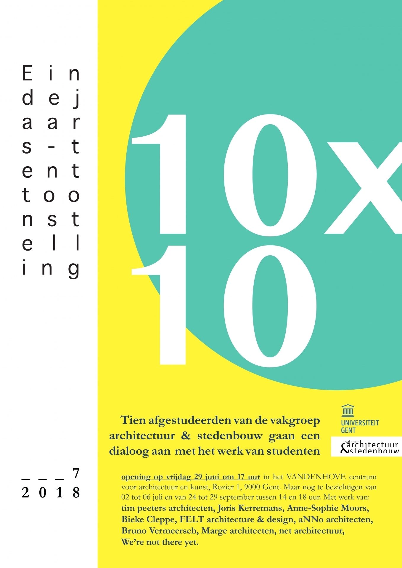 Eindejaarstentoonstelling Vakgroep Architectuur en Stedenbouw - UGent