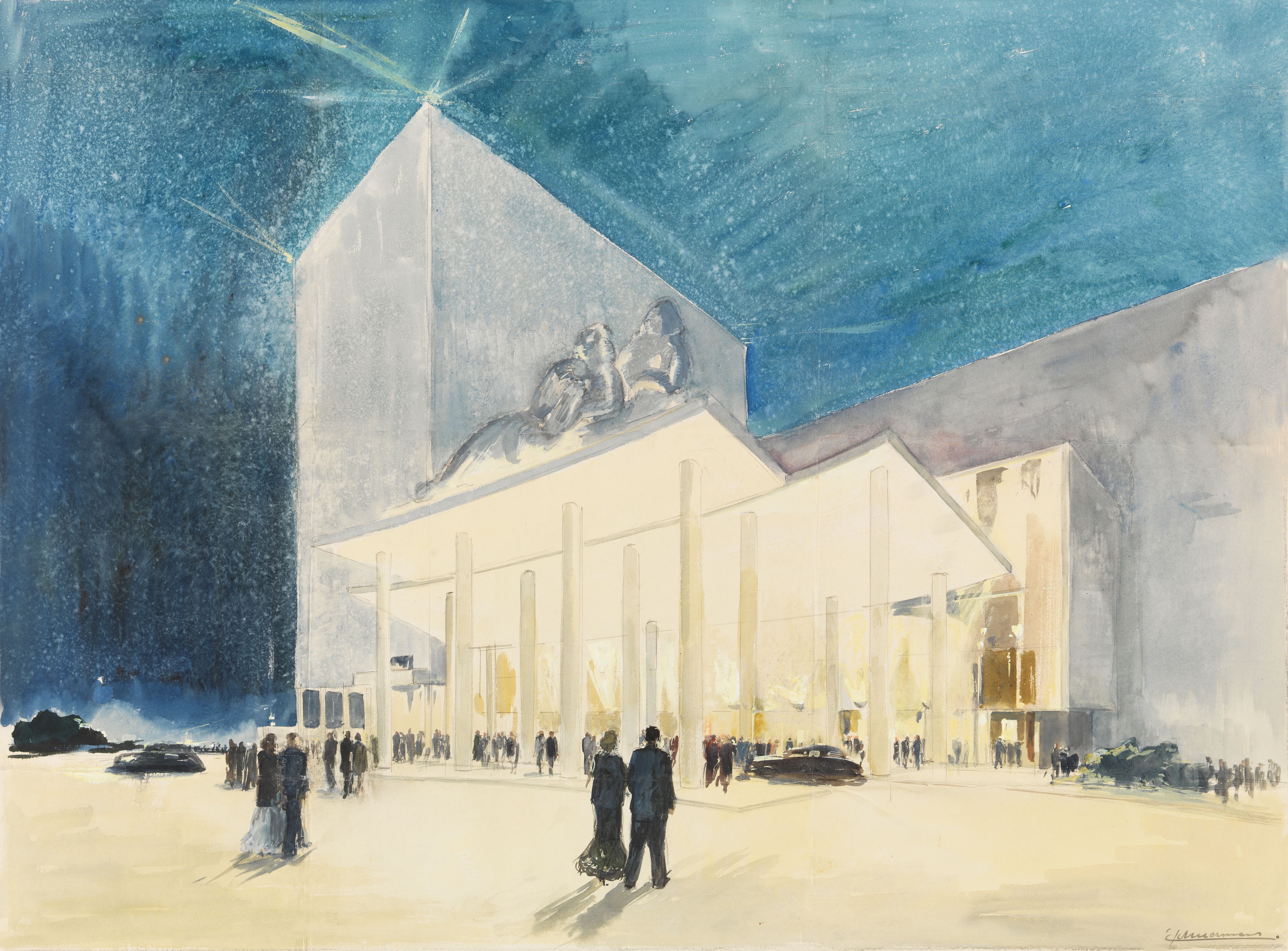 Leon Stynen presentatietekening casino Oostende (jaren 1940)