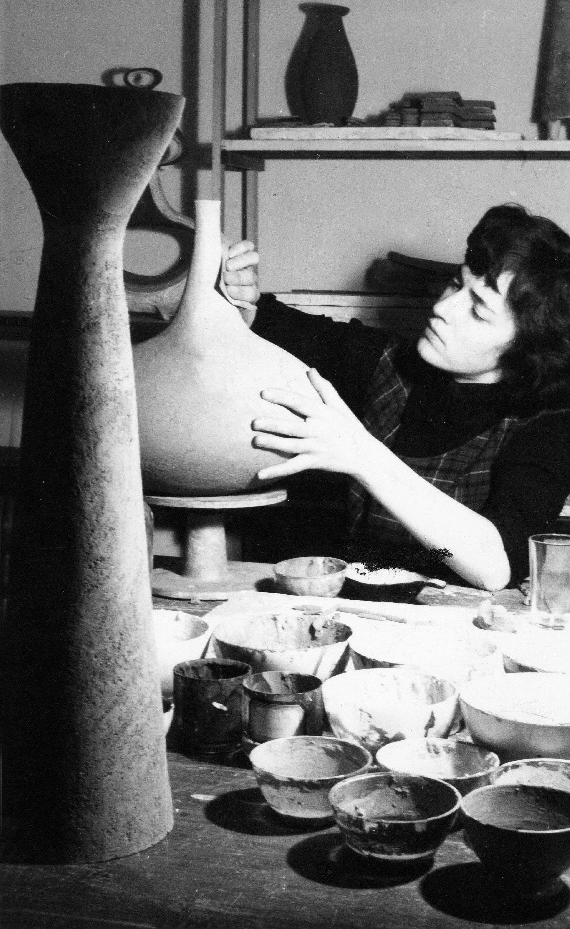 Lutgart De Meyer at work in her studio in the Hoogstraat in Antwerp 1955 Paul Ausloos