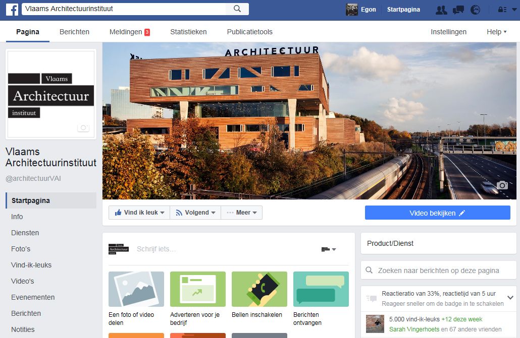 Facebookpagina Vlaams Architectuurinstituut telt meer dan 5.000 likes