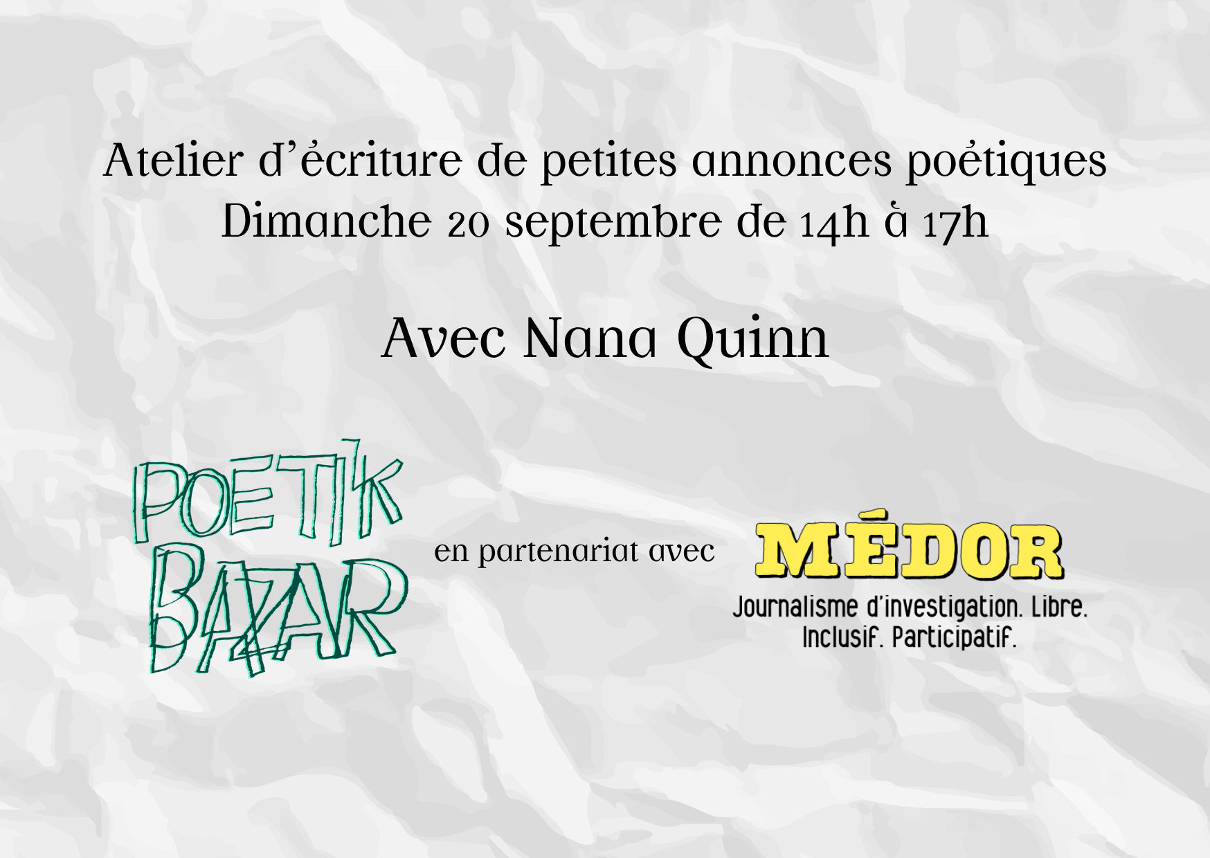 Medor atelier ouvert petites annonces poetique